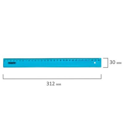 Линейка 30см Пифагор прозрачная неоновая ассорти/2